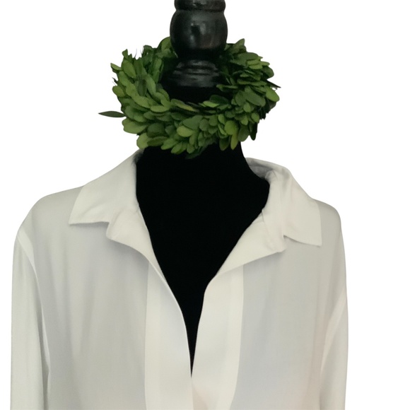 J Crew White Oversized Split Neck Tunic Tie Cuffs SZ S - Picture 2 of 12